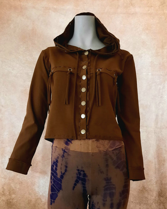 Jacke mit Kapuze und Fransen - Größe S